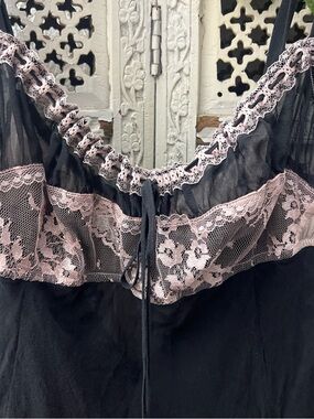 Victoria's Secret Black Chemise with Pink Lace Trim